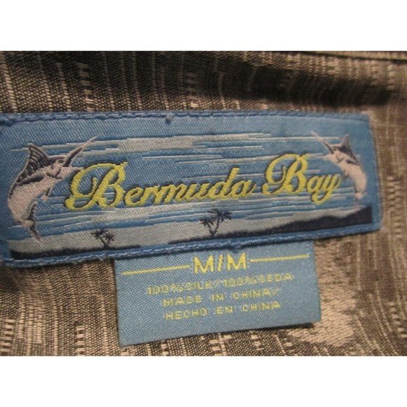 Bermuda Bay Shirt Adult XL Gray Hawaiian Summer Relax Vacation Mens Button Up - Picture 3 of 8